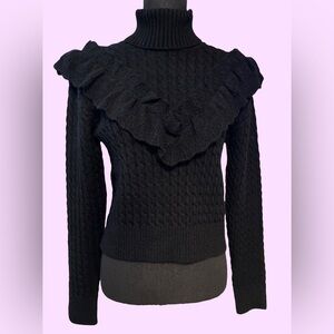 SUGAR THRILLZ Goth Knit Ruffled Long Sleeve Turtleneck Sweater